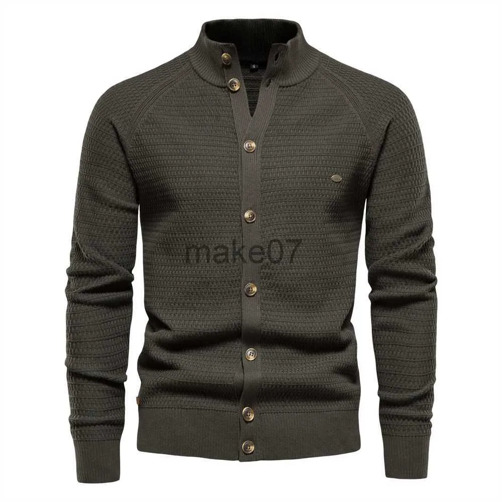 Mannen Truien AIOPESON Gebreid Heren Vest Katoen Hoge Kwaliteit Knop Mock Hals Trui voor Mannen Nieuwe Winter Mode Designer Vesten Mannen J230802