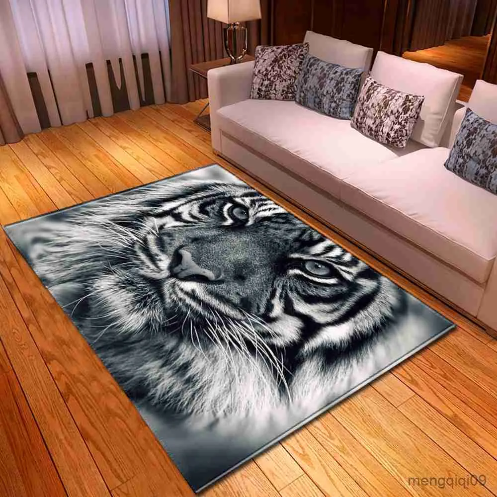 Carpets 3D Tiger Leopard Carpet لغرفة المعيشة ناعمة كبيرة الحجم