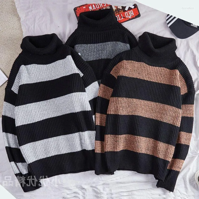 Kobiety swetry jesień/zima męski sweter gęsty hedging pasiaste pullover koreańskie preppy luźne modne strej streetwear