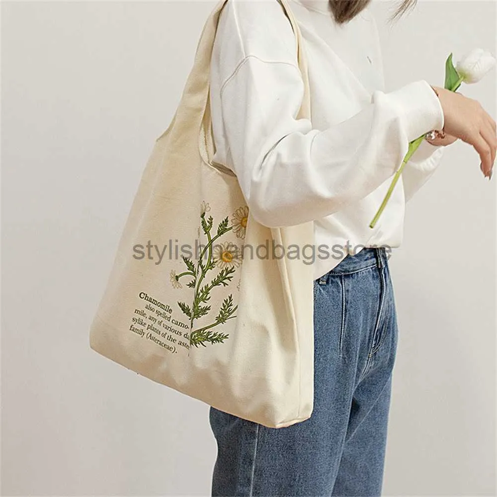 Totes Blanc Toile Gilet Shopping Illustré Respectueux De L'environnement Réutilisable Pliable Épaule Rétro Grande Capacité Sac À Main Femmes Sac À Mainstylishh