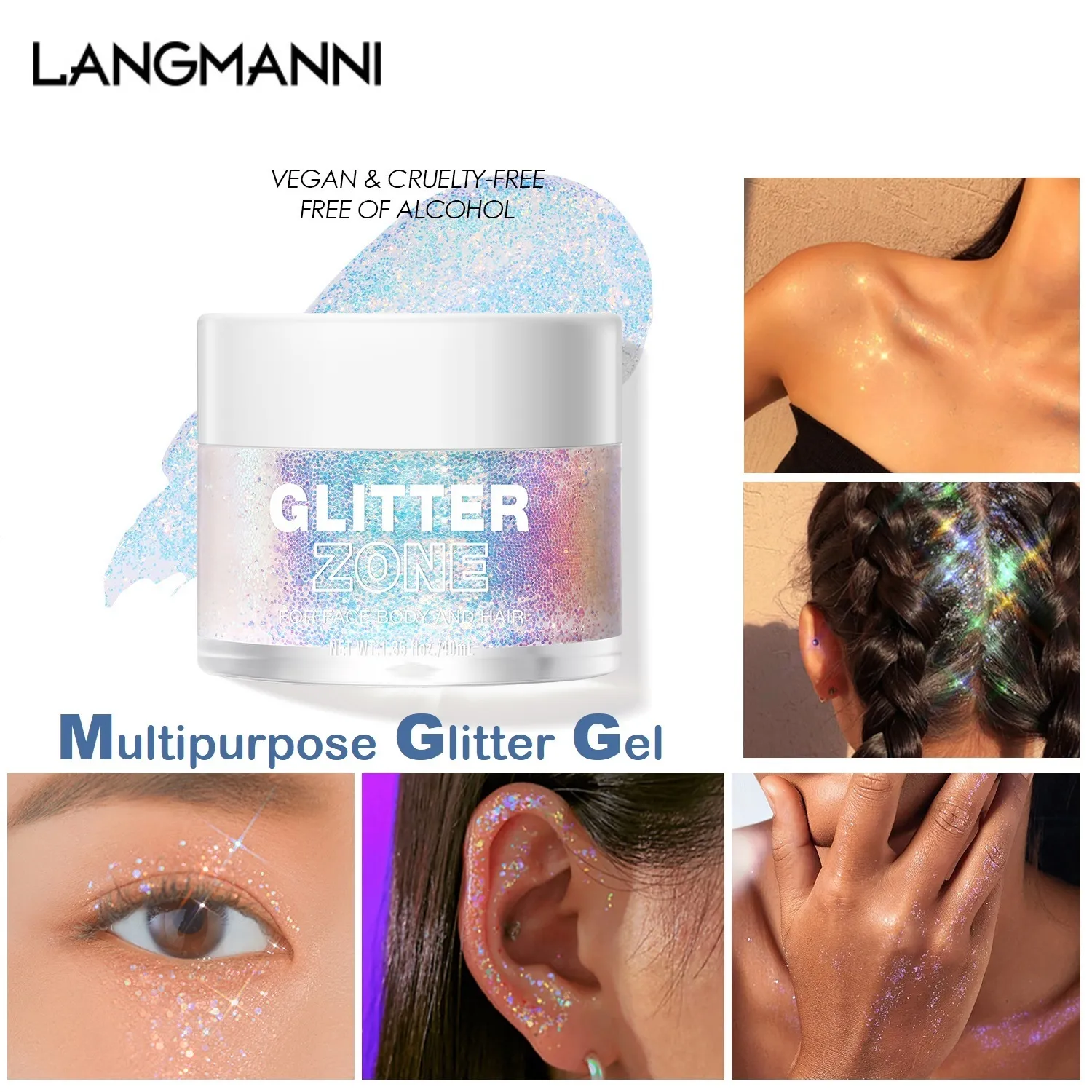 Body Glitter Jelly Gel Cosmetica Multifunctioneel Oog Haar Gezicht Flash Losse Pailletten Festival Makeups 230801