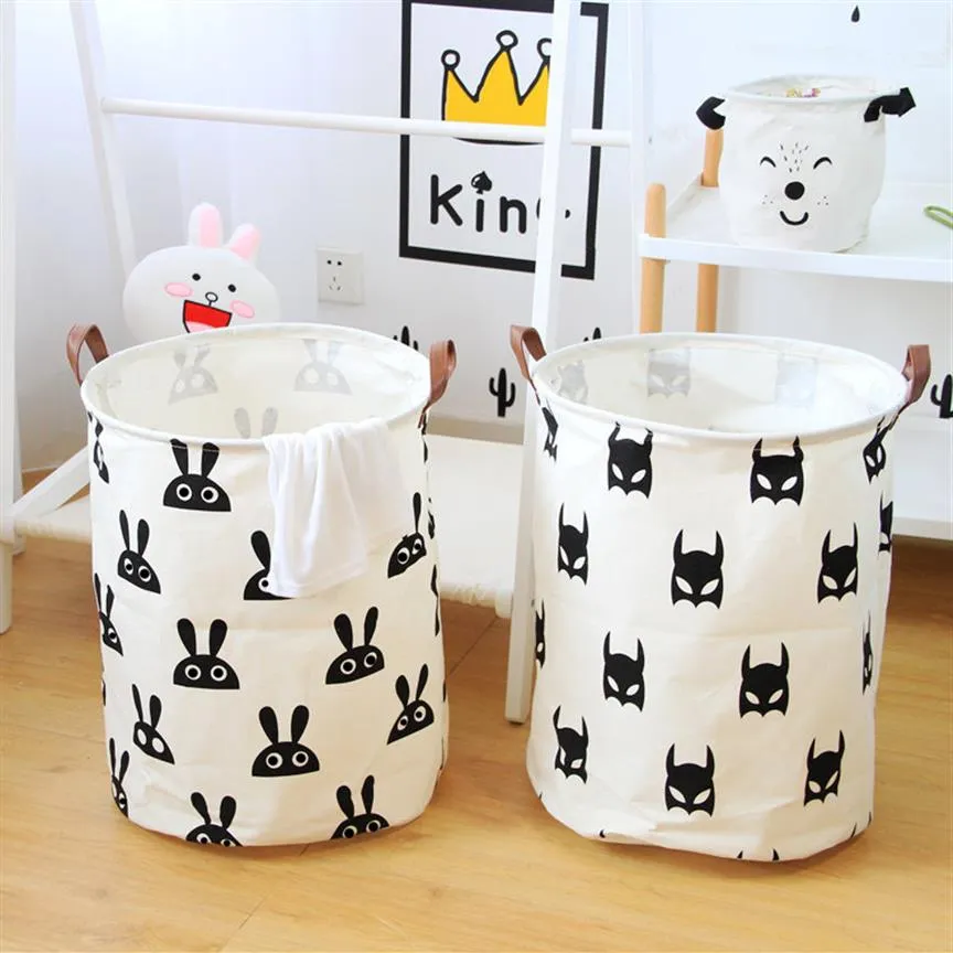 Cartoon Storage Bag Canvas Kid Tvättväskor Barn Baby Play Mat Toys Clothes Organizer Home Decor3060