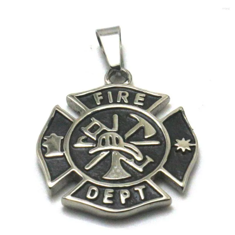 Pendant Necklaces Men 316L Stainless Steel Cool United States FIRE DEPT Est Gift