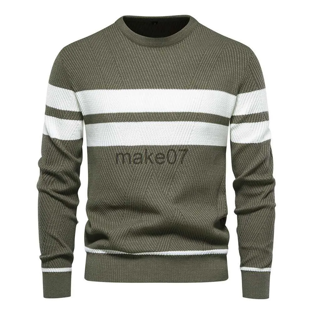 メンズセーター新しい秋のプルオーバーメンズセーターOneckパッチワーク長袖温かいスリムセーターメンカジュアルファッションセーターメンズ衣類J230802