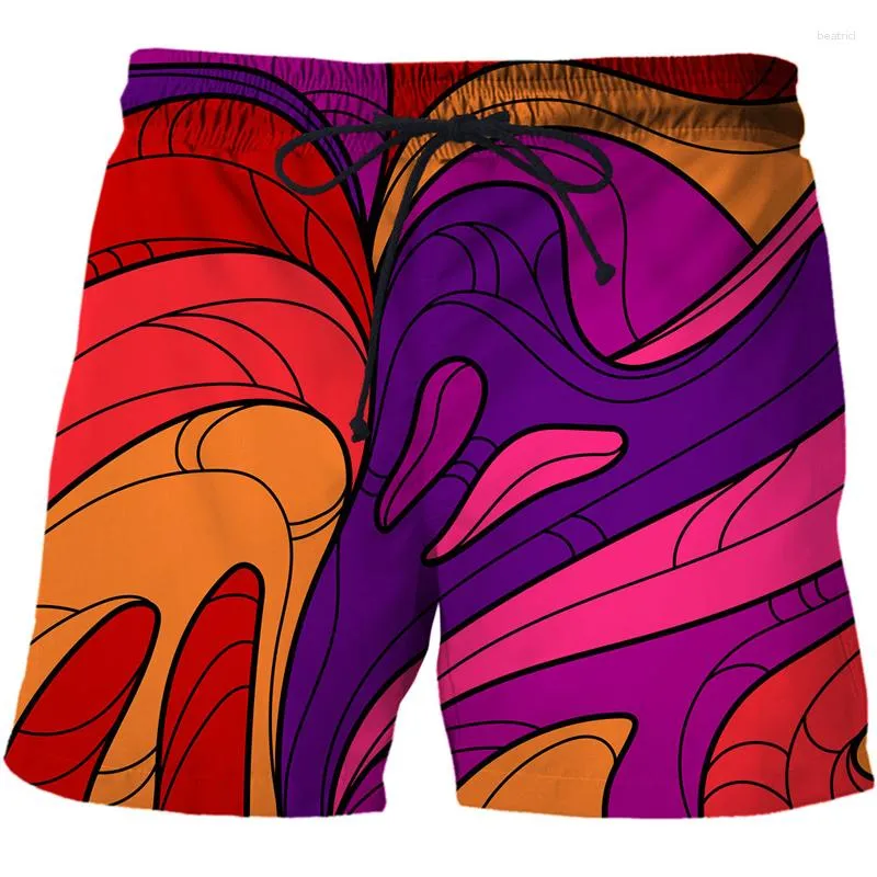 Men's Shorts Fitness Art Painting Printing Quick-drying Beach Swimwear Swimming Trunks Summer Beachwear Surfing