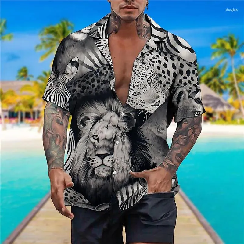 メンズカジュアルシャツシャツ夏ハワイアンフローラルグラフィックプリントホリデー半袖ボタンダウンプリント衣類ボーホンストリートウェア