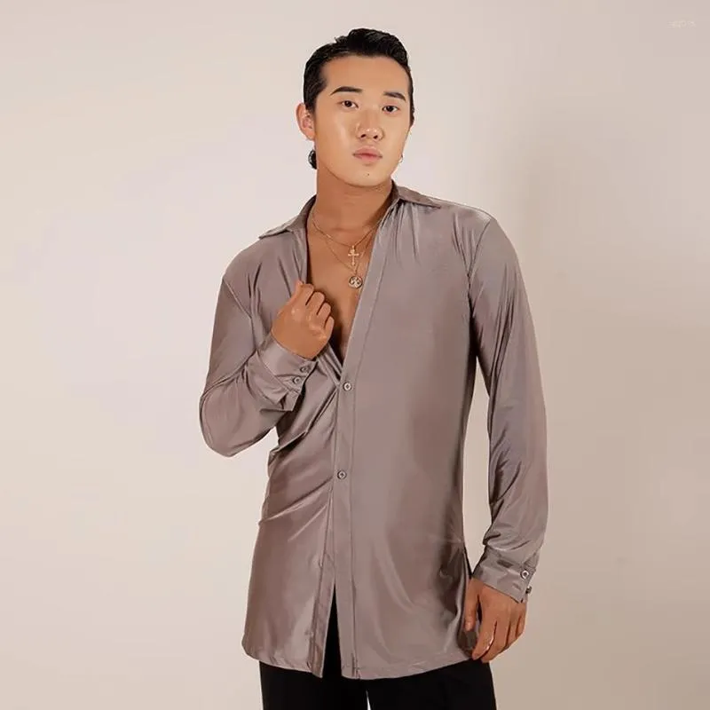 Stage Wear Long Sleeve Design Tops Male Latin Dance Cloth For Men Ballroom Samba Rumba Performance Dancewear YD139