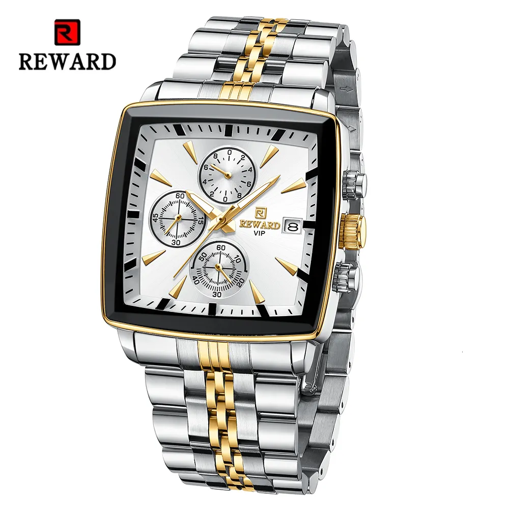 Wristwatches REWARD VIP Mens Watches Waterproof Luminous Sport for Man Stainless Steel Wristwatch Chronograph Date Stopwatch 230802