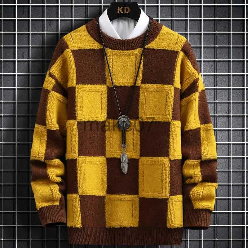 Maglioni da uomo Nuovo Autunno Inverno Stile coreano Pullover da uomo Maglioni Maglione di cashmere caldo spesso di alta qualità Uomo Plaid di lusso Pull Homme 2023 J230802