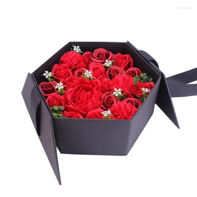 Dekoracyjne kwiaty Walentynki romantyczne róże mydła różowe kwiat pudełka na pudełko bukiet ślubny festiwal zaawansowane dostosowanie