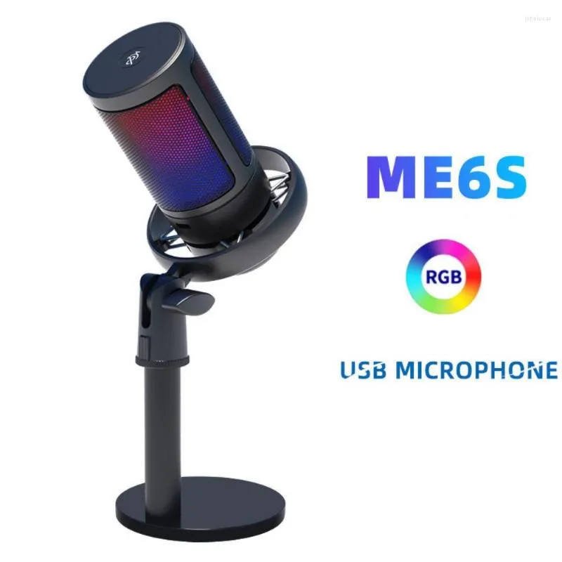 Microphones USB Microphone à condensateur Enregistrement Streaming RGB Lumière Jeu de bureau Filaire K Song Live Device Pour PC Ordinateur Portable