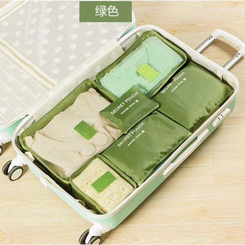 여행 가방 무료 배달 가방 포장 큐브 세트 여행 액세서리 6pcs / bag manager 핑크 미용