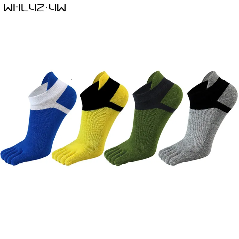 Men S SOCKS 5 PAIRS mycket Pure Cotton Ankle Sport Five Finger Compression Men Breattable Deodorant Invisible No Show med tårna 230802