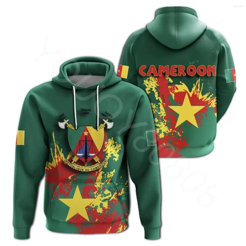 Men's Hoodies Men's Clothing Printed Casual Sweater Loose Simple African Zone Hoodie Cameroon Badge Zip - Spanish Style