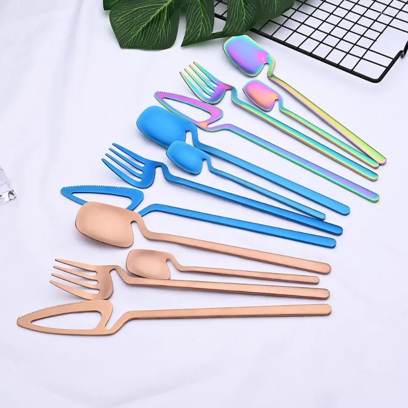 Dinnerware Sets 32Pcs Matte Gold Cutlery Set Knife Fork Spoon Dinner Tableware 304 Stainless Steel Bar Party Flatware Silverware