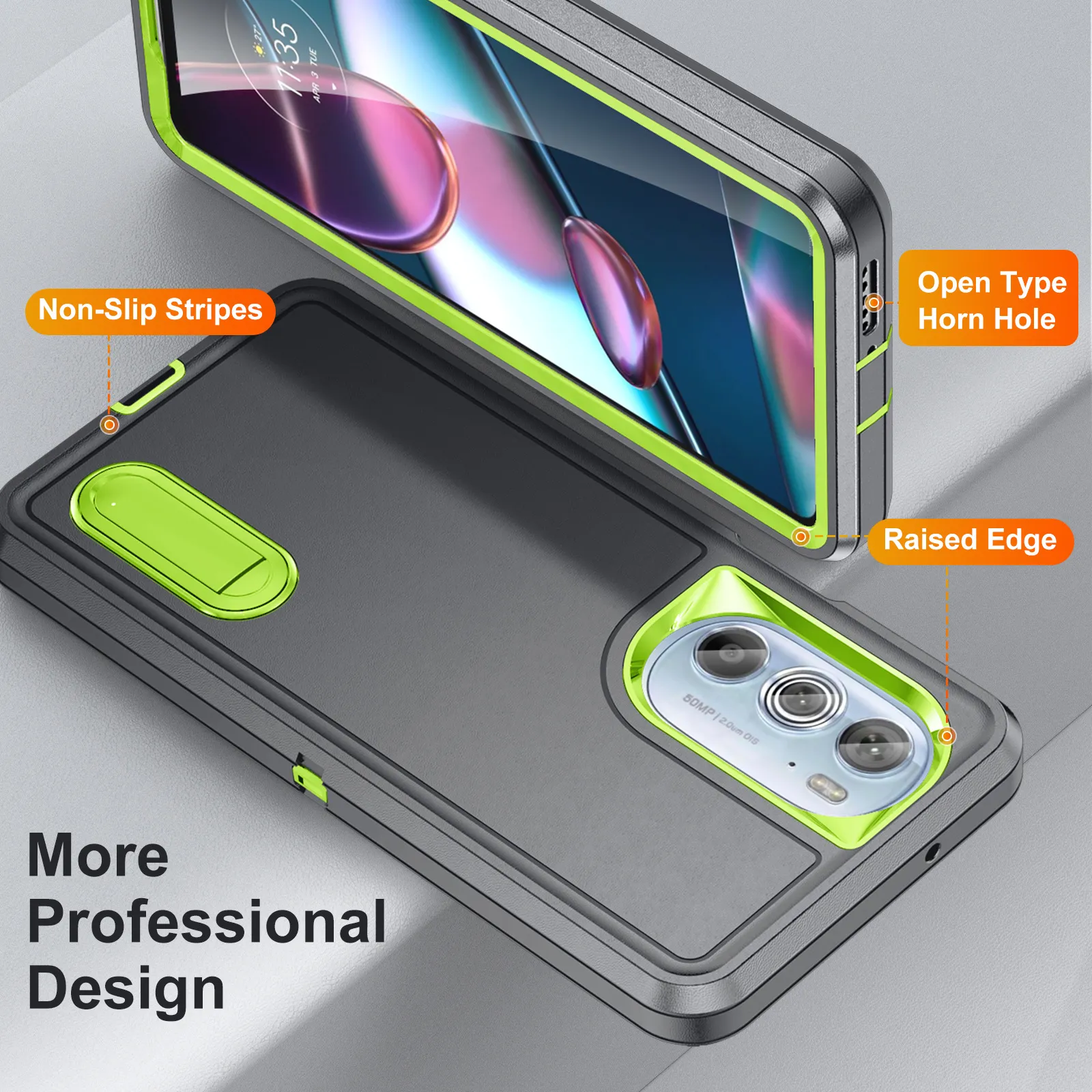 Apple Phone Case for Motorola Moto G Play 2023 Power 5G Stylus 3 w 1 hybrydowy twarda obrońca kick-standat z metalowym stojakiem Multi-colors Shock