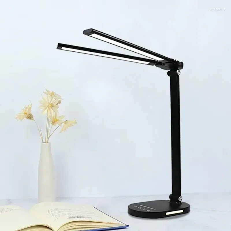 Table Lamps Reading Writing Desk Lamp Double Lights Simple Wireless Rechargeable Black White Foldable Lantern Decoration