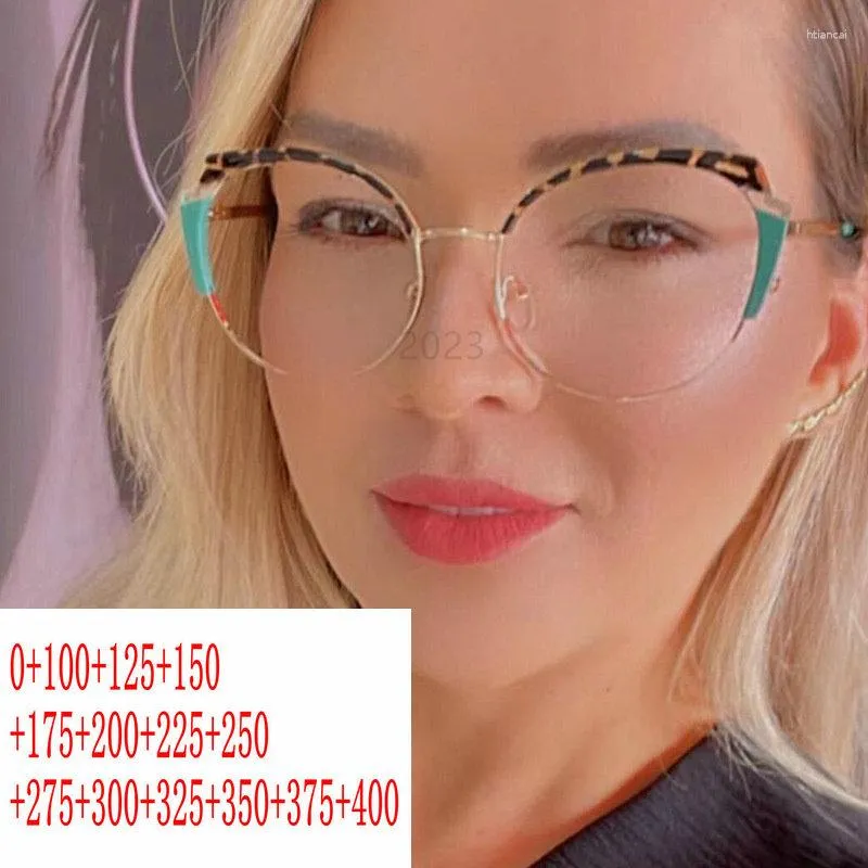 Sunglasses 2023 Brand Design Cat Eye Anti Blue Light Reading Glasses Womens Oversized Eyestrain Computer Readers Fashion Eyeglasses FML