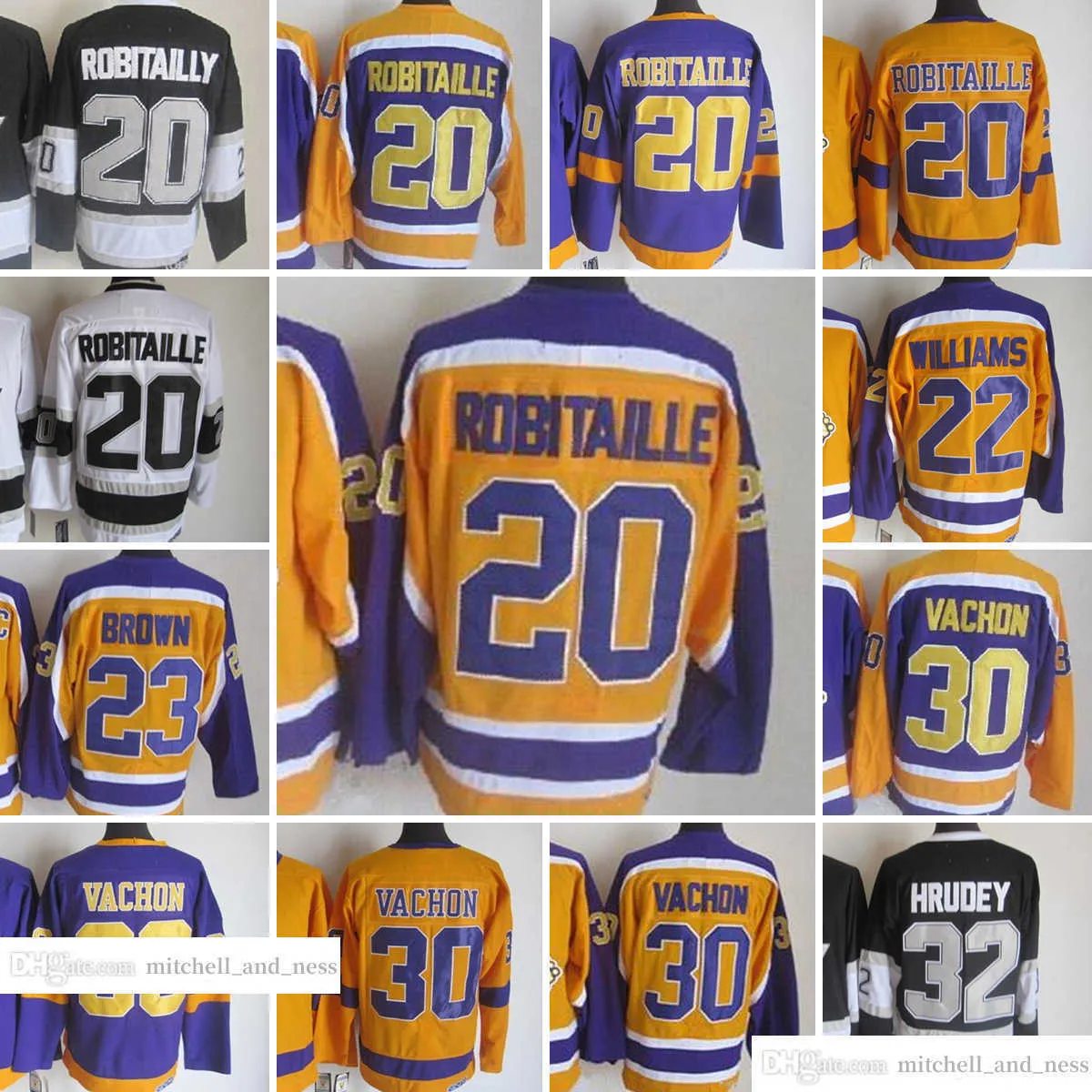 1967-1999 Movie Retro CCM Hockey Jersey Stickerei 20 Luc Robitaille 30 Rogatien Vachon 32 Jonathan Quick 23 Dustin Brown 22 WILLIAMS Vintage-Trikots