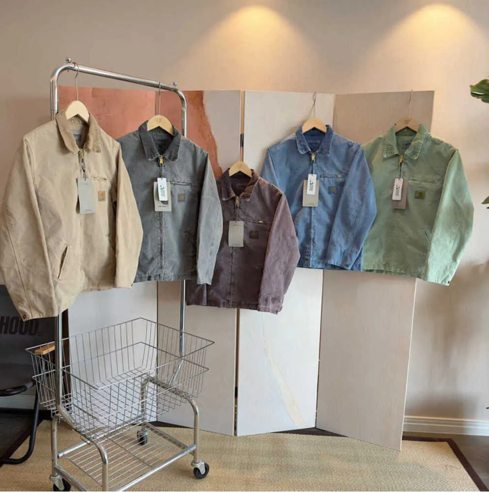 2023 Kurtki męskie ubrania robocze marka mody Carhart Canvas Washable Wax Dyed Detroit Jacket Coat American Style Worwear Etykieta luźna trend wypoczynkowy 665ess