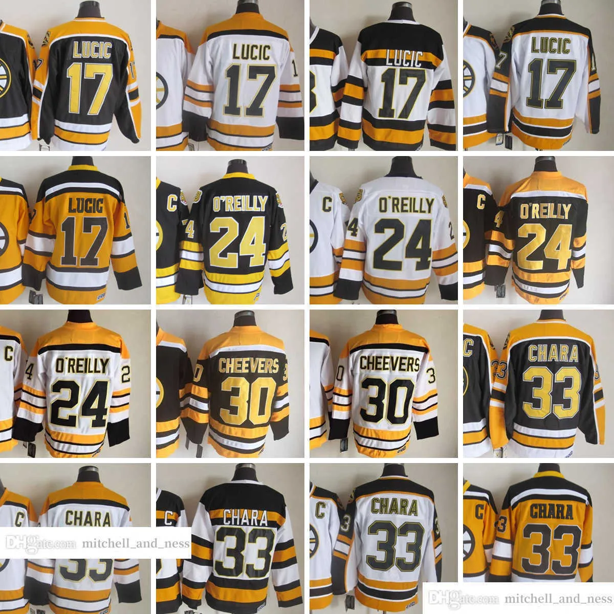 映画ヴィンテージホッケー33 Zdeno Chara Jerseys CCM Embroidery 24 Terry O'Reilly 17ミラノルシックジャージーブラックホワイト75th黄色の男性レトロ