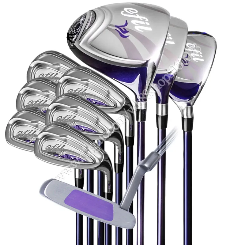 Женские гольф -клубы efil Complete Sets Golf Golf Driver Wood Irons Putter Girl Bearner Clubs L Flex Graphite Wans Бесплатная доставка без сумки