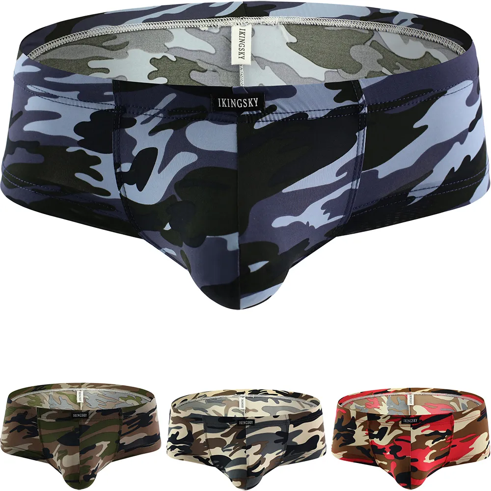 Underbyxor Ikingsky Men s kamouflage Cheeky Boxer Sexig Mini Cheek Underwear Stretch Brasilian Back Mens Under Panties 230802