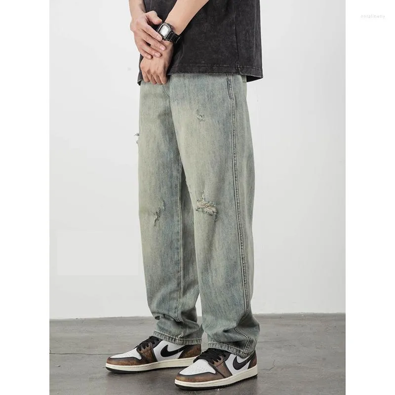 Jeans Da Uomo Hip Hop Vintage Grigio Oversize Baggy Crack Pantaloni Al Polpaccio Pantaloni Larghi Gotici Y2K Da 28 13 DHgate