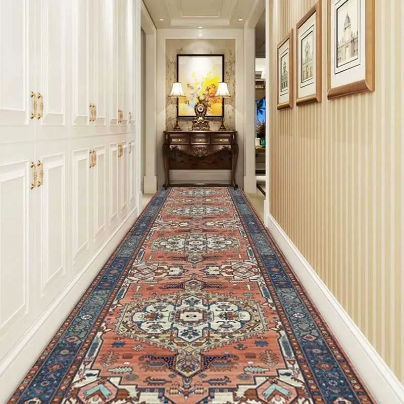 Acheter Classique européen Hall Long couloir escaliers tapis de luxe Hall d' entrée décor à la maison couloir allée coureur personnalisable
