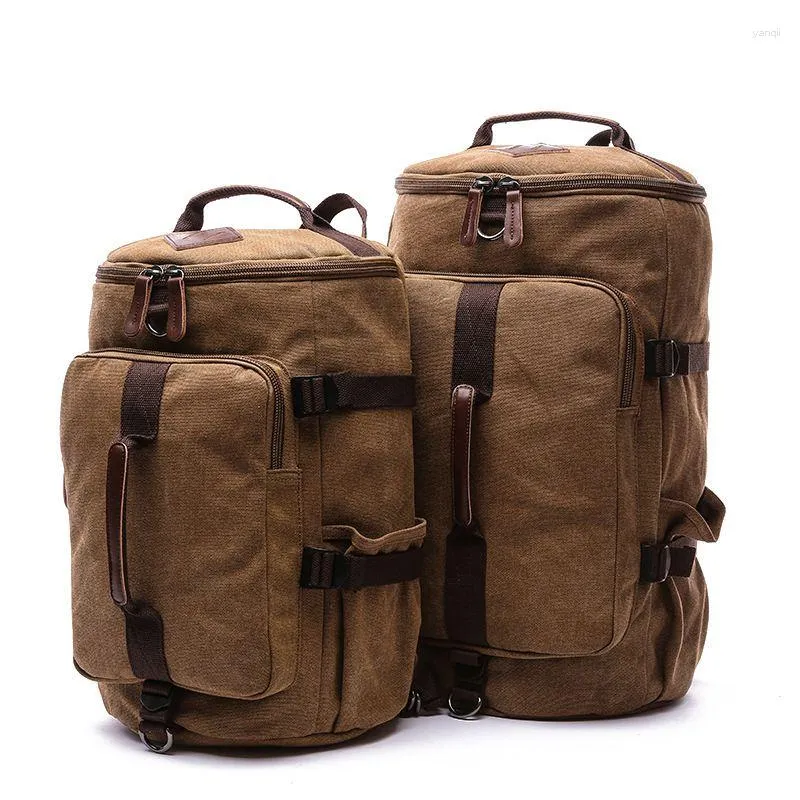 Plunjezakken Weysfor heren reisrugzak met grote capaciteit canvas bagage schouder plunjezak cilinder waterdicht massief leer casual