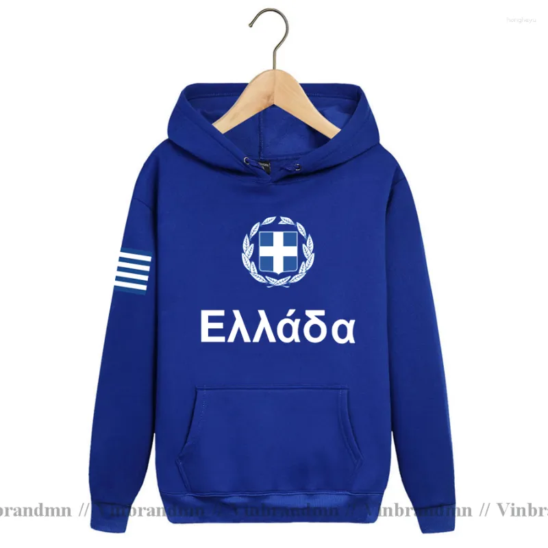 Erkek Hoodies Yunanistan Erkekler Sweatshirt Ter Hip Hop Street Giyim Futbolları Jerseyes Futbol Terzini Ülke Yunan Bayrak Hellas Gr Sa