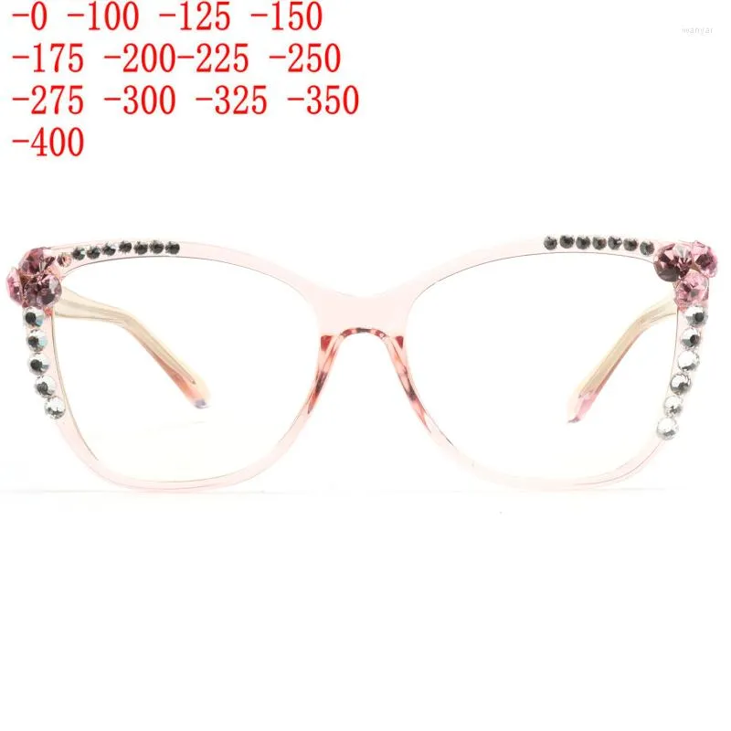 Lunettes de soleil femmes luxe coloré strass oeil de chat myopie lunettes mode dames lecteurs Anti-reflet Prescription XN