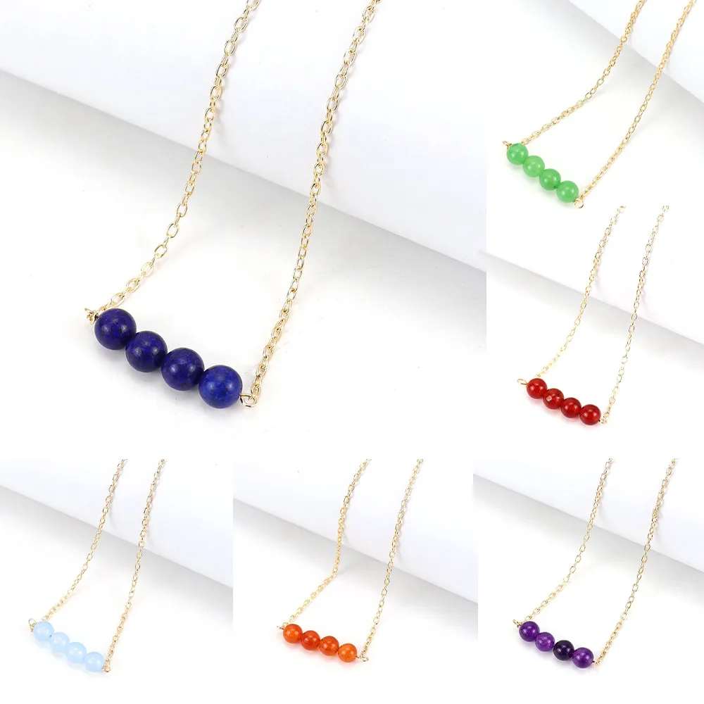 Natuursteen 8mm Kraal Kettingen Lapis Amethist Kristal Agaat Ketting Voor Vrouwen Sieraden