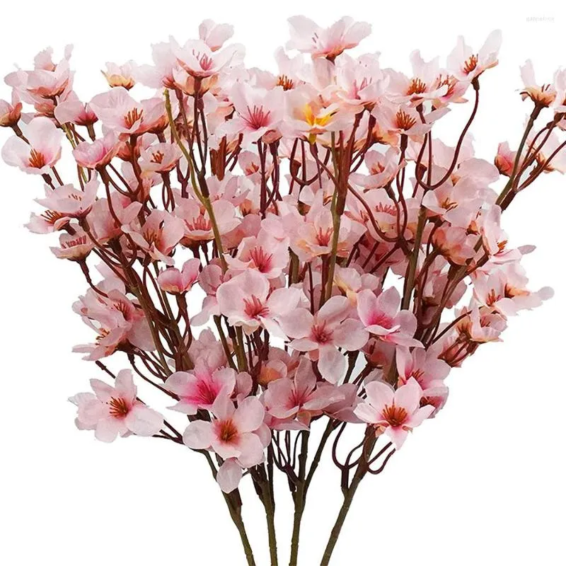 الزهور الزخرفية الزخرفية الكرز الاصطناعي أزهار حرير فرع الخوخ لغرفة الزفاف الطاولة الرئيسية شجرة الديكور جدار البرقوق