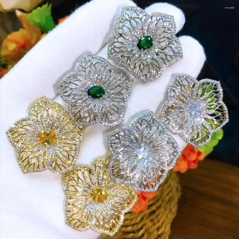 Dangle Küpeler Soramoore Boho Modaya Modaya Gizli Büyük Güneş Çiçek Hollow Moda Tam Kübik Zirkonya Kadınlar için Düğün Bijoux