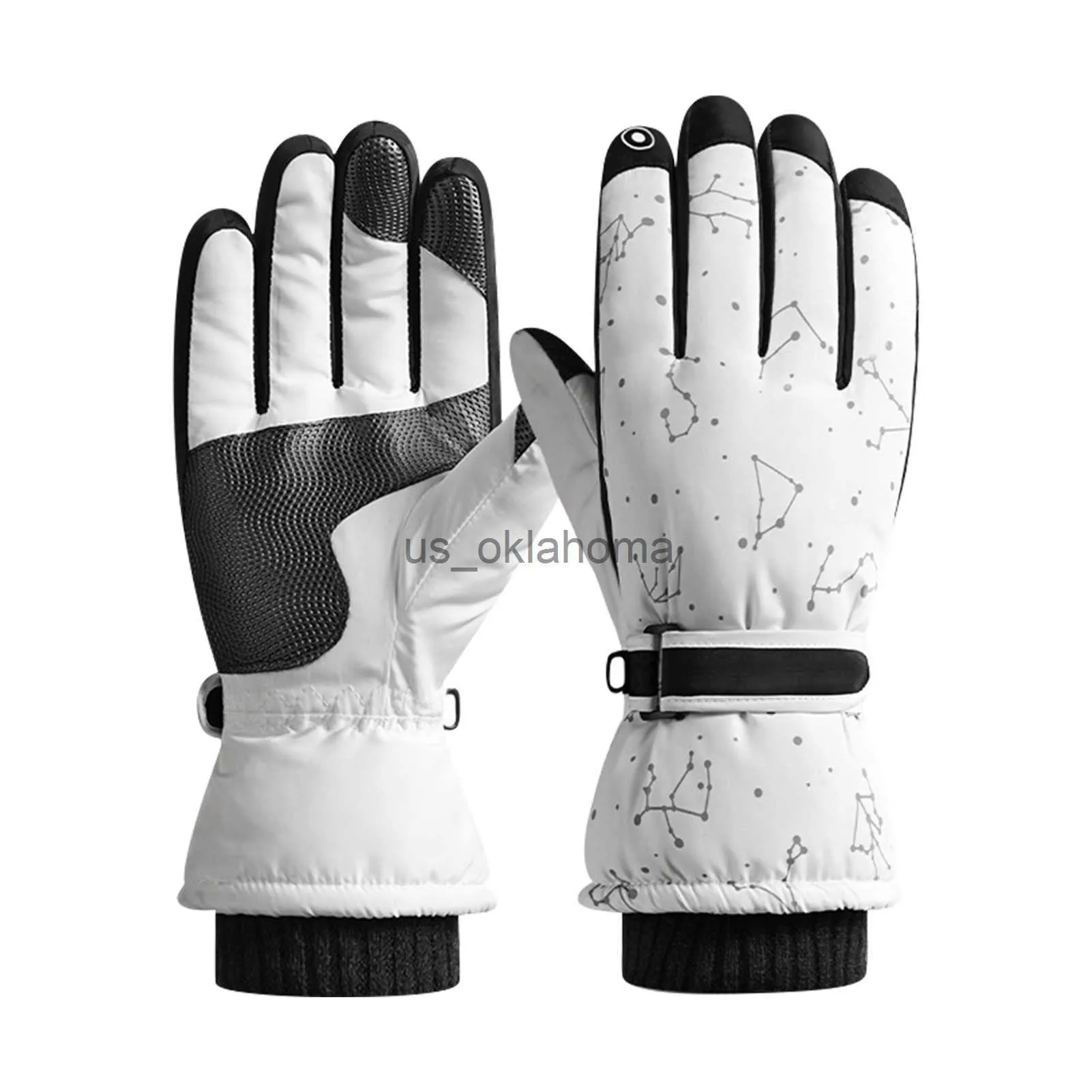 Ski Gloves 1pair Adhesive Strap Adjustable Outdoor Sports Touch Screen Men Women Keep Warm Skating Skiing Gloves Waterproof Windproof J230802