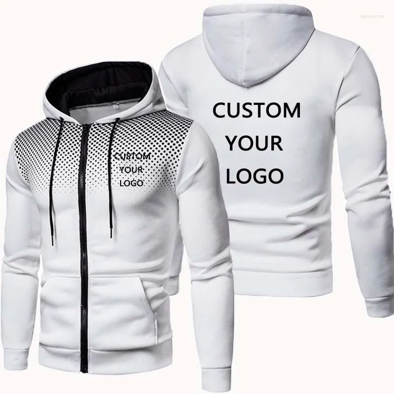 Herenjassen Doe-het-zelf herenhoodies met capuchon Bedrukking zoals Po of logo Eigen ontwerp Aangepaste jas Outdoor Sweatshirt met lange mouwen en rits