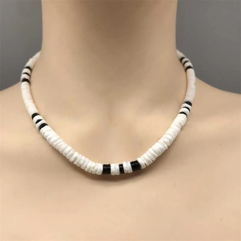 Beaded Necklaces White Bohemian Surfer Necklace Men's Natural Shell Fashion Women Tribal Jewelry Girlfriend Gift 230613