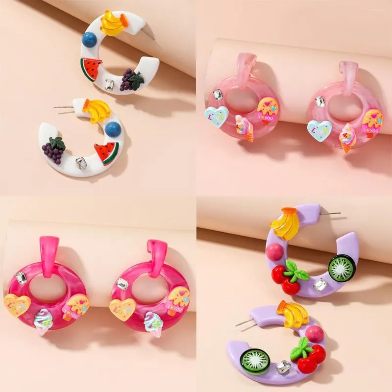 Baumelnde Ohrringe Stil weiblich Sommer süßes Mädchen Herz Acryl koreanische Version Hit Farbe kleine frische süße Emo Hoops für Frauen