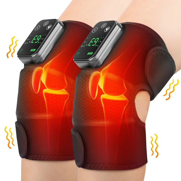 Benmassager Eletriska knäets temperaturmassager Joint Uppvärmningsvibration Massage Elbågsskuldstöd Artrit Fysioterapi Pad 230802