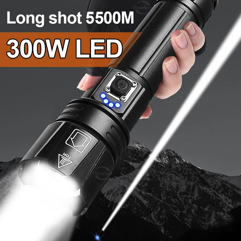 Flashlights Torches Most Powerful LED Flashlight USB Rechargeable Torch Light High Power Tactical Lantern Long S Hand Lamp For Camping 230801