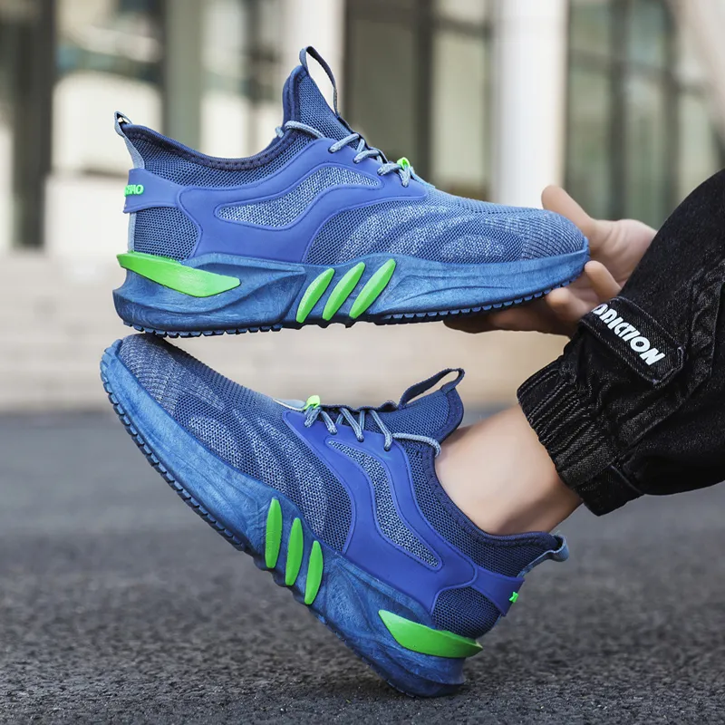 Hombres de caminata Knit Running Sneakers zapatos de gimnasia transpirables zapatos de senderismo