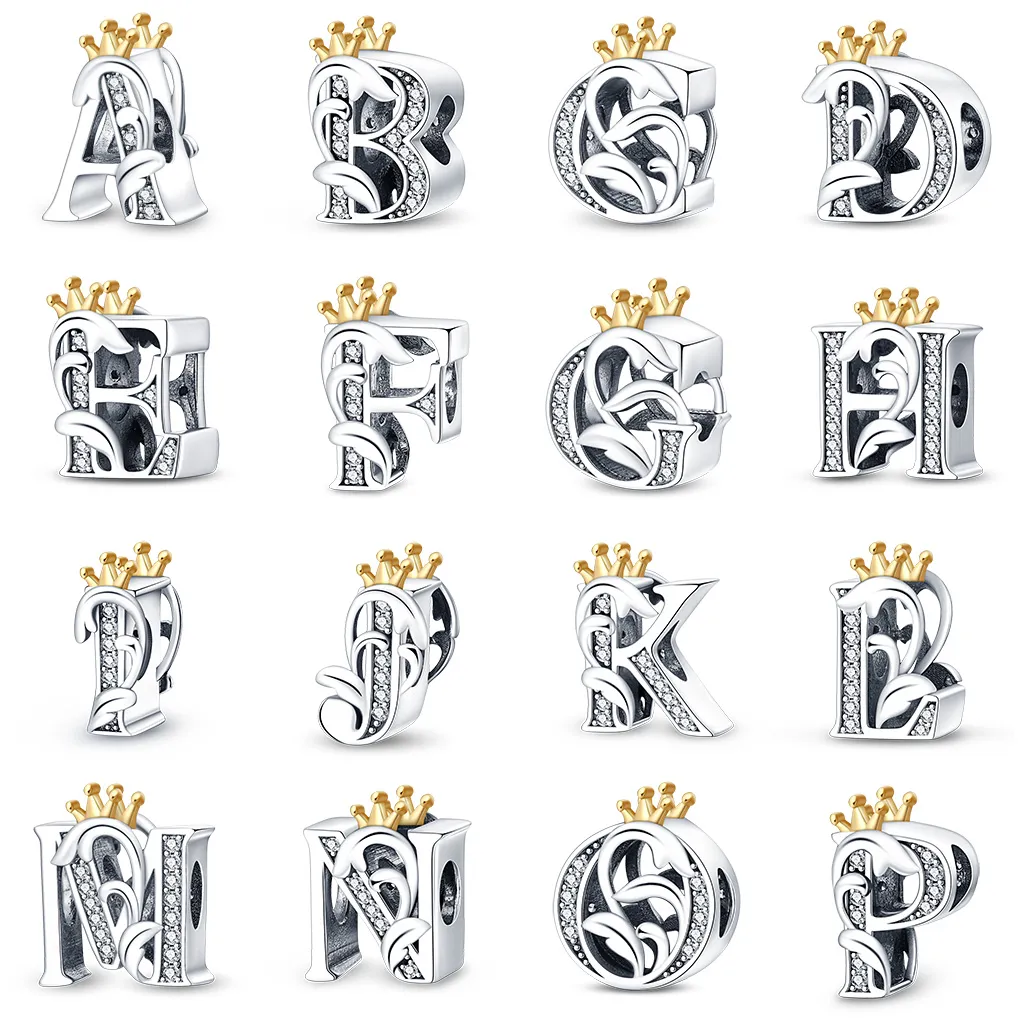 925 Pounds Silver New Fashion Charm Original Round Beads,2023 New creative 26 English alphabet beading, Compatible Pandora Bracelet, Beads