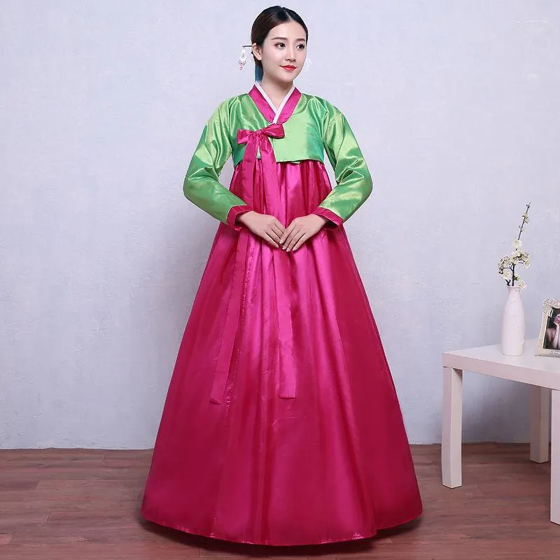 Ropa étnica Traje de actuación de danza de la minoría coreana Escenario femenino Hanbok tradicional de la corte antigua