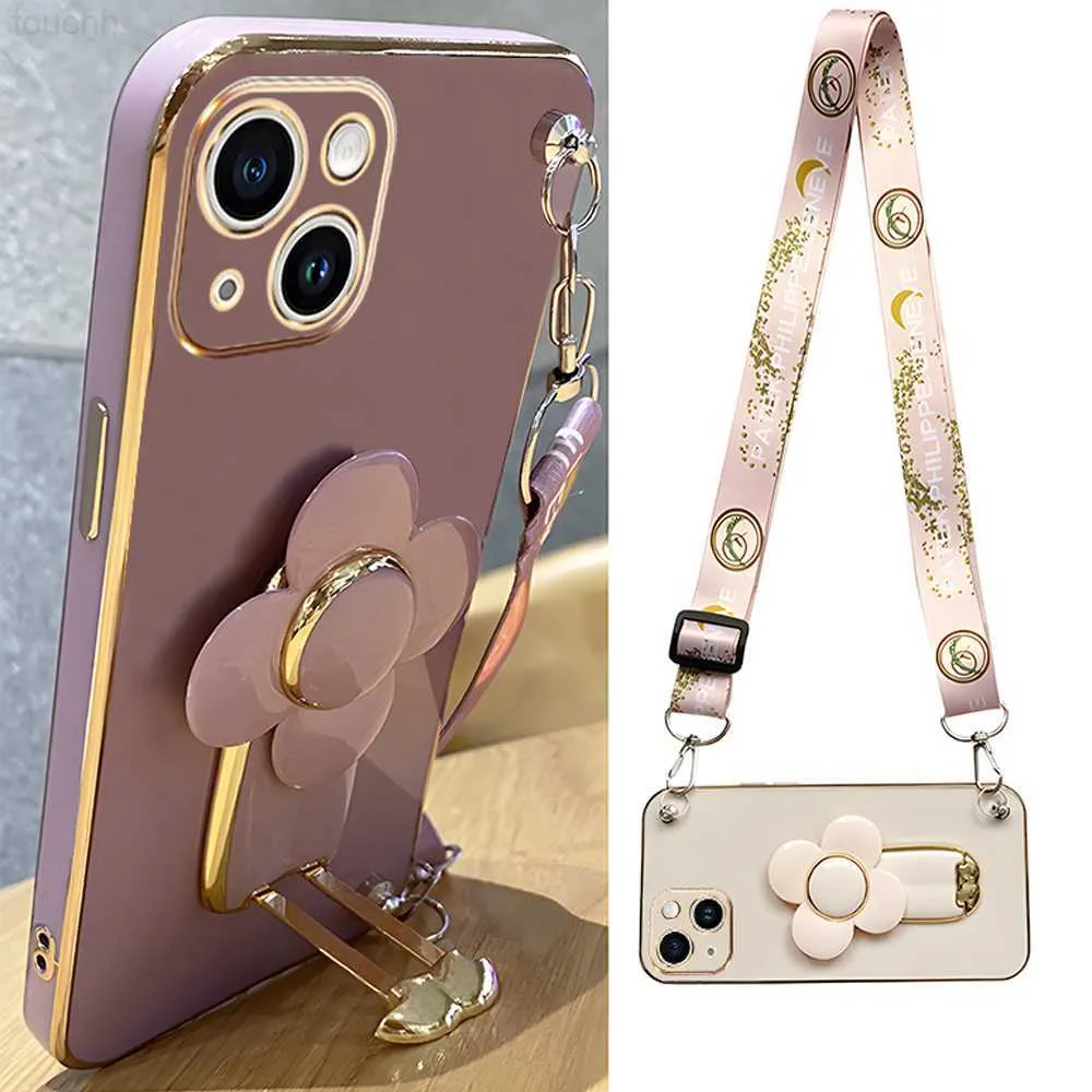 Étuis de téléphone portable Porte-moulin à vent rotatif Bandoulière Étui de téléphone pour iphone 14 12 Pro Max MiNi 11 13 Pro X XS XR 6 S 7 8 Plus SE Couverture L230731