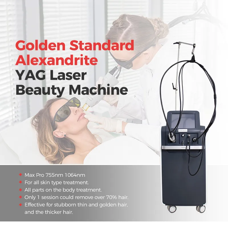 Maquina de depilacion laser de alejandrita 2024 755 1064nm laser permanente maquina de rejuvenecimiento de la piel personalizacion del logotipo