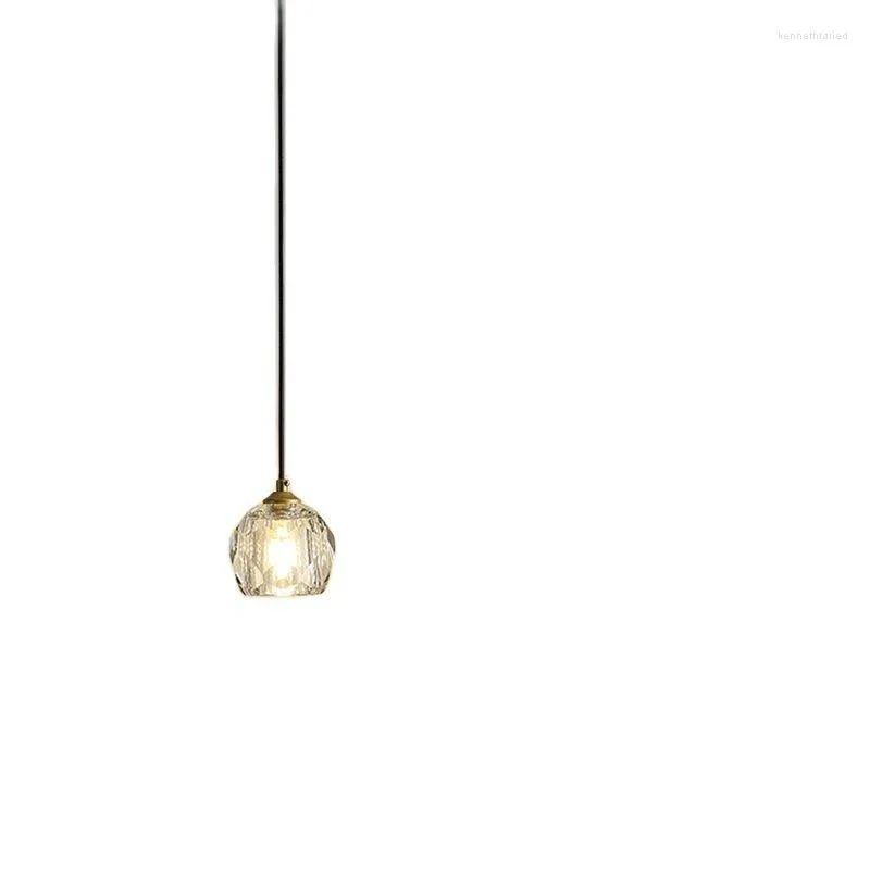 Lustre de cristal quarto luz corredor moderno nórdico única cabeça el hall teto pendurado lâmpada de suspensão