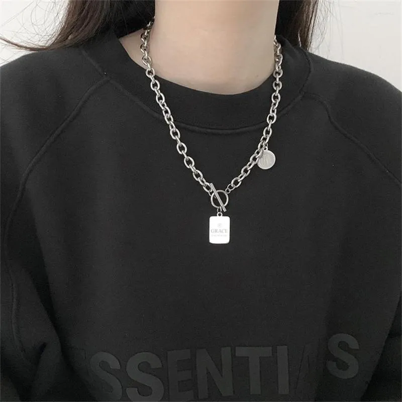 Chaînes mode HipHop collier chaîne longue classique en acier inoxydable colliers pour femmes minimaliste Punk Collares bijoux cadeau