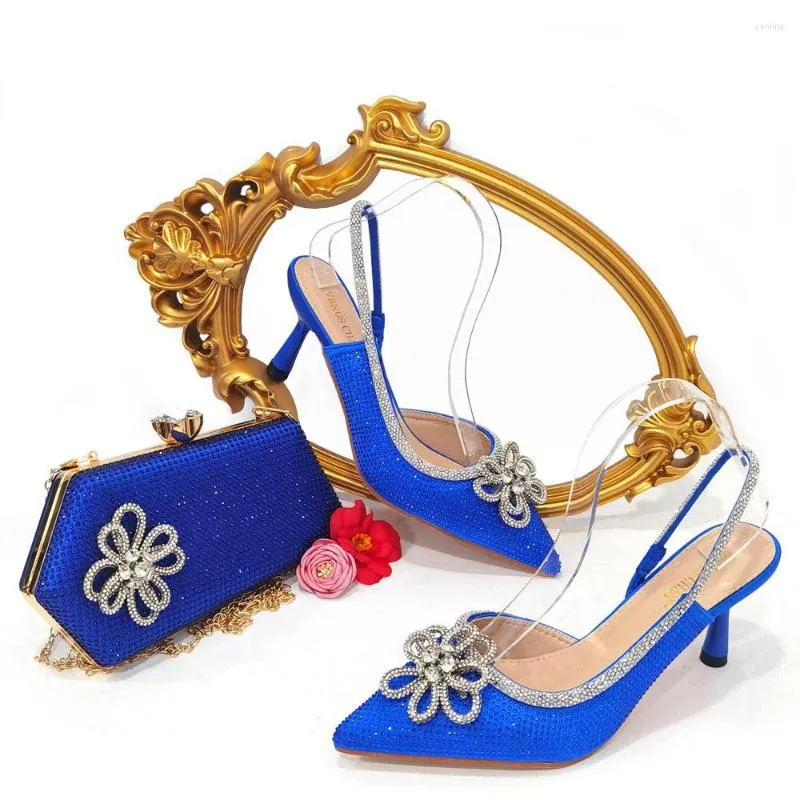 Dress Shoes Africa And Bags Set With Rhinestone Italian Matching Pumps Women Low Heels For 2023