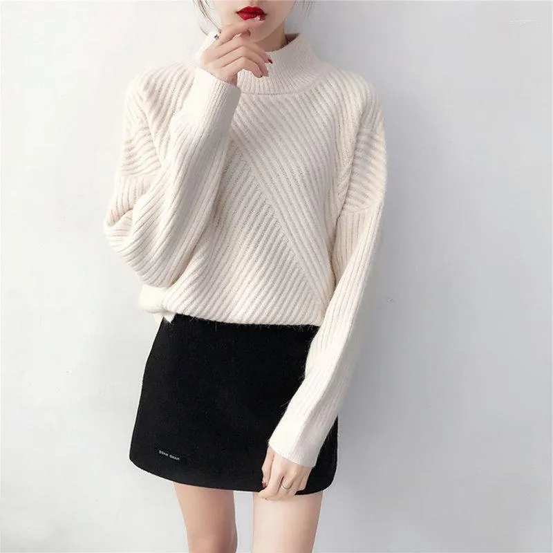 Kadın Sweaters Bahar Sonbahar Viskoz Sweater Yuvarlak Yuvarlak Yaka Uzun Kollu Külot Örme Gevşek Katı Moda Günlük